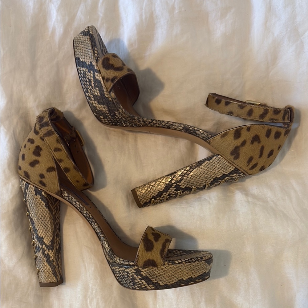 Ralph Lauren Collection Leopard and Snake Print Platform Heels Size 10